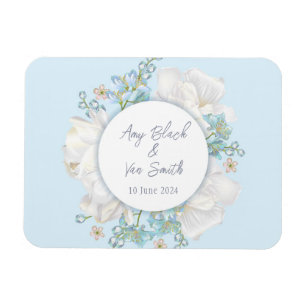 Tulip Blue Floral Wedding Magnet
