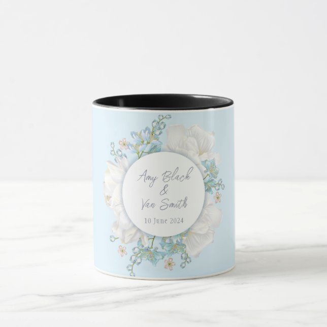 Tulip Blue Floral Wedding Mug (Center)