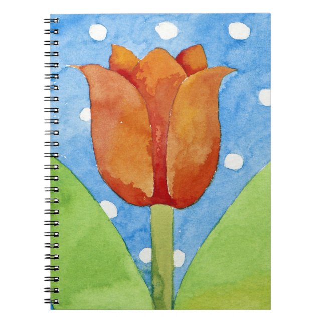Tulip blue white spot background 2013 spiral notebook (Front)