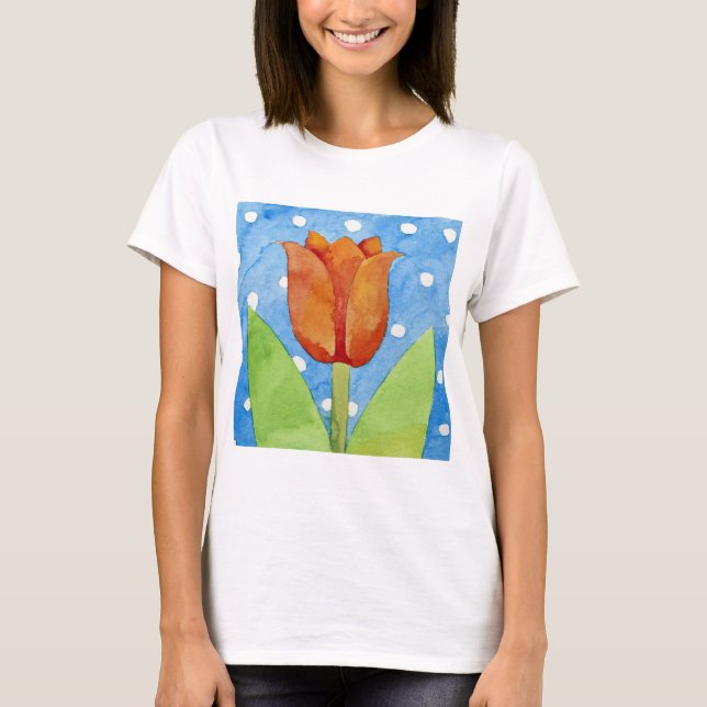 Tulip blue white spot background 2013 T-Shirt (Front)