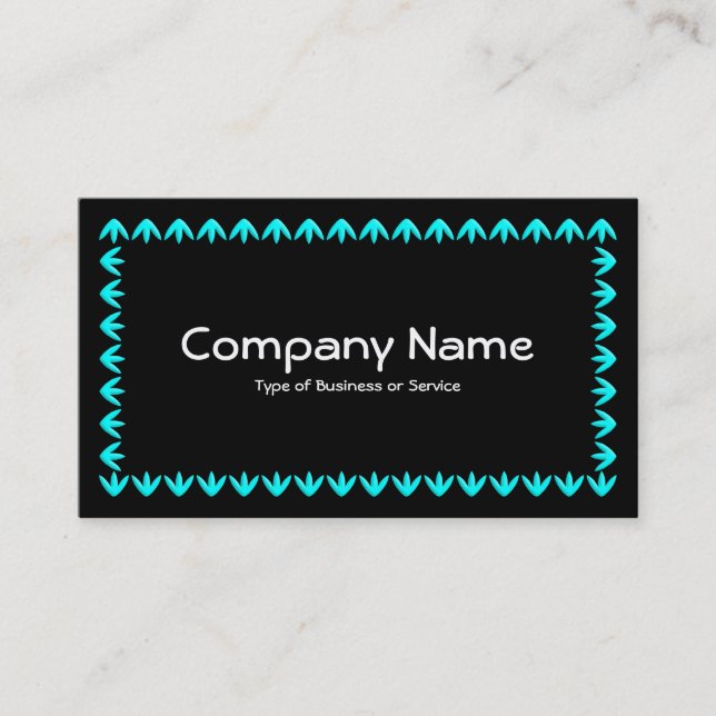 Tulip Border 3d - Cyan on Black Business Card (Front)
