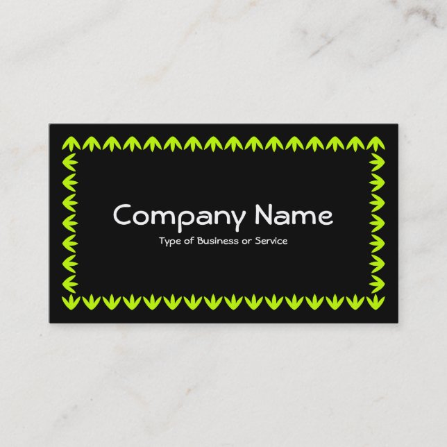 Tulip Border - Chartreuse Green on Black Business Card (Front)