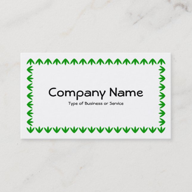 Tulip Border - Green on White Business Card (Front)
