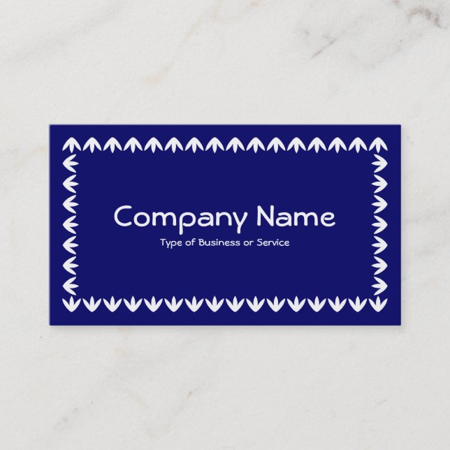Tulip Border - White on Deep Navy Business Card (Front)