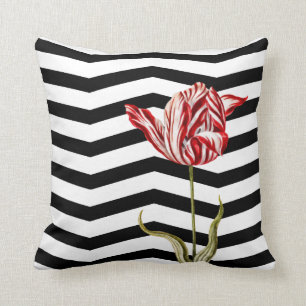 Tulip Botanical Chevron Stripe Pattern Cushion