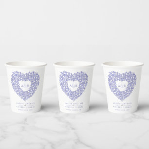 Tulip bouquet art monogram wedding blue paper cups