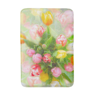 Tulip bouquet in vintage look - floral art bath mat