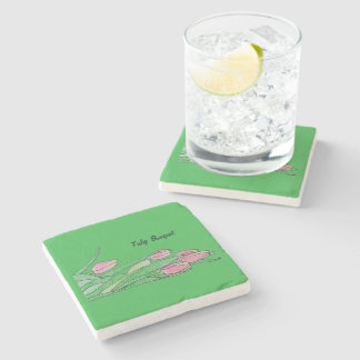 Tulip Bouquet Laying Down Stone Coaster