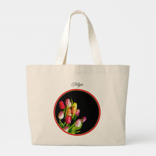 Tulip Bouquet Painting Original Garden Flower Art Large Tote Bag