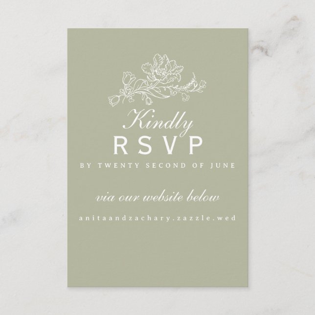 Tulip Cascade Lichen RSVP card (Front)