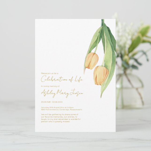Tulip Celebration of Life Funeral Invitation (Standing Front)