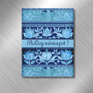 tulip chest  in blues - name day magnetic Card