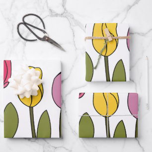Tulip Colourful Floral Tulip Wrapping Paper Sheet