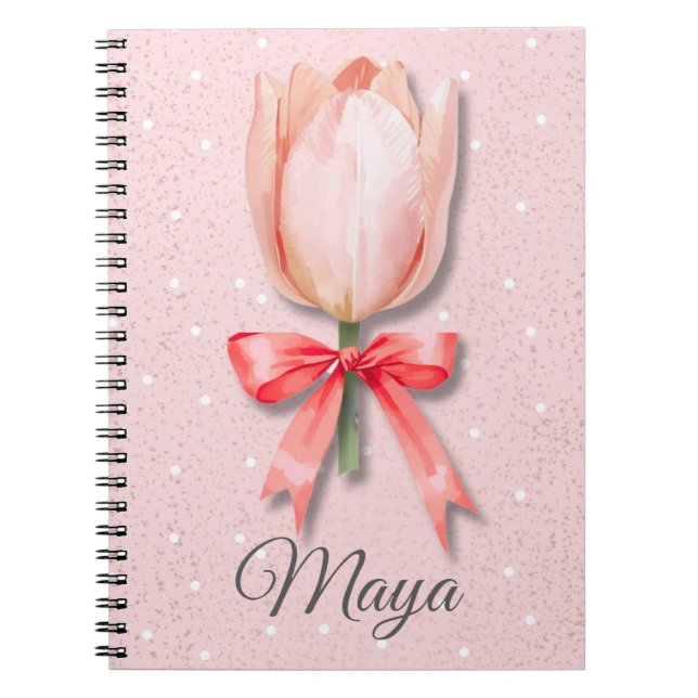Tulip Coquette Notebook Name | Pastel Journal (Front)