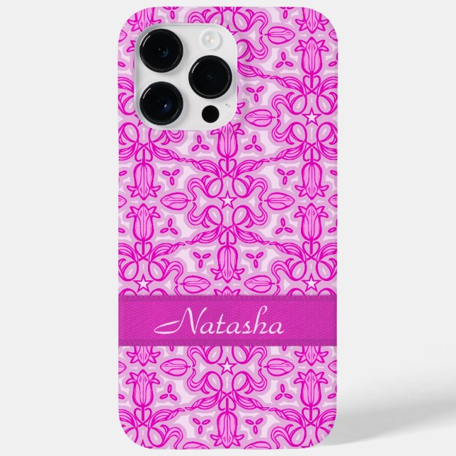 Tulip damask purple pink name  Case-Mate iPhone case (Back)