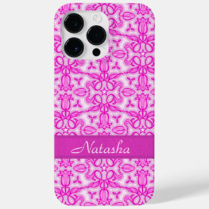 Tulip damask purple pink name iphone case