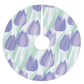 Tulip design: pale violet floral. brushed polyester tree skirt