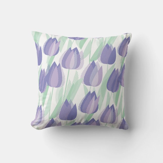 Tulip design: pale violet floral. cushion (Front)