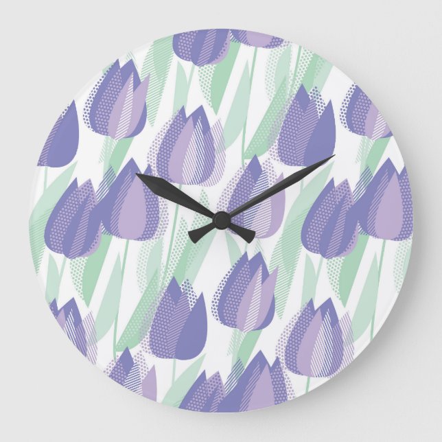 Tulip design: pale violet floral. large clock (Front)