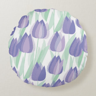 Tulip design: pale violet floral. round cushion
