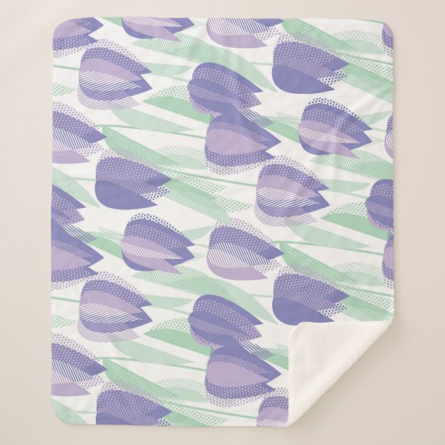Tulip design: pale violet floral. sherpa blanket (Front)