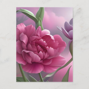 Tulip Double Peony, Nature, Flower, Pink, Postcard