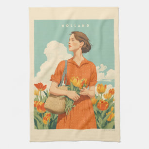 Tulip Dreams in Holland Tea Towel