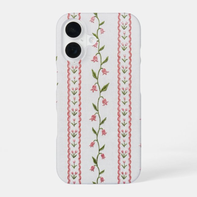 Tulip embroidered texture iPhone 16 case (Back)