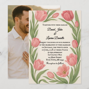 Tulip Ever After Photo Wedding Invitation