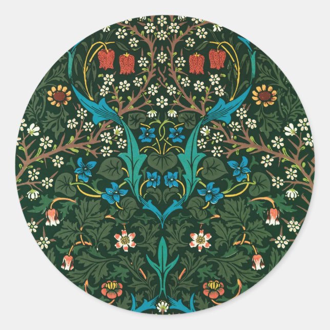 Tulip, famous pattern by William Morris,  Classic Round Sticker (Front)