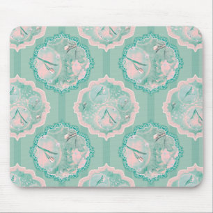 Tulip Fantasy Green and Pink Mouse Pad