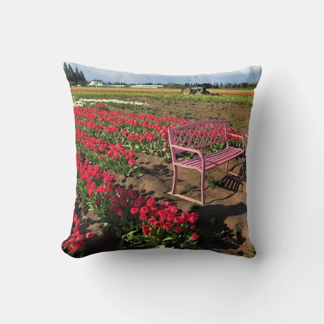 Tulip Farm in Oregon Cushion (Front)
