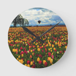 Tulip Farm in Oregon Round Clock