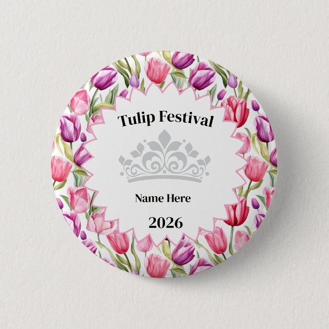 Tulip Festival Royalty Button Pin (Front)