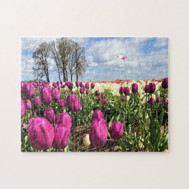 Tulip Field with Kite, Oregon Jigsaw Puzzle (Horizontal)