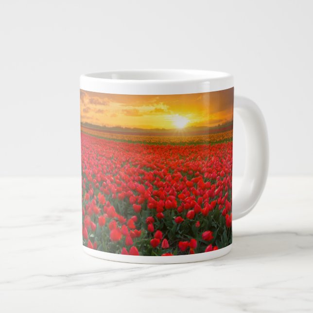 Tulip Fields at Sunset in the Netherlands Large Coffee Mug (Front Right)