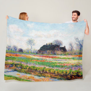 Tulip Fields in the Netherlands, Monet Fleece Blanket