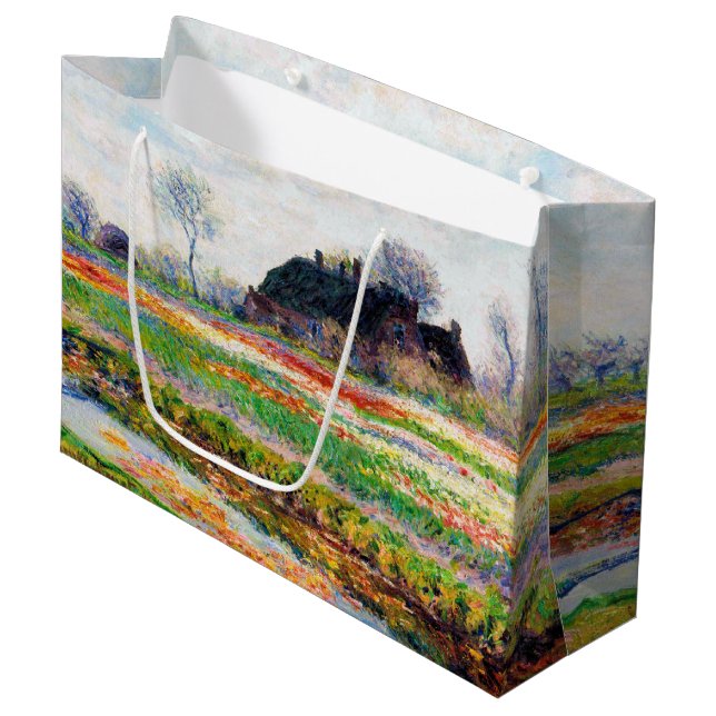 Tulip Fields in the Netherlands, Monet Large Gift  Bag (Front Angled)