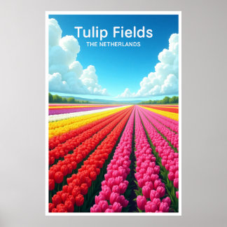 Tulip Fields The Netherlands Travel Poster