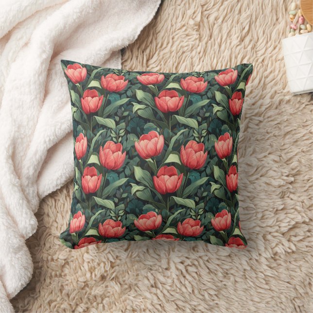 Tulip Floral Home Decor Throw Pillow (Blanket)