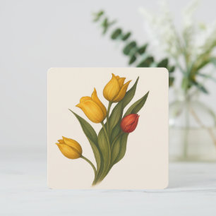 Tulip Florals Flat Card, Elegant Thoughtful Thank You Card