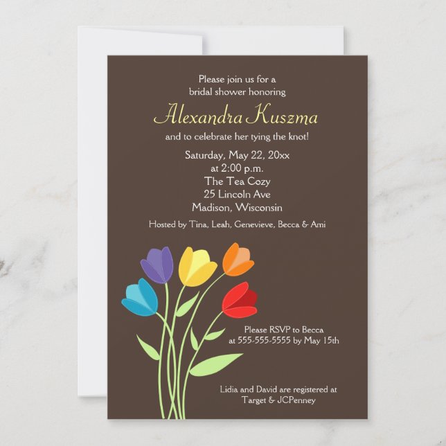 Tulip Flower 5x7 Bridal Shower Invite (Front)