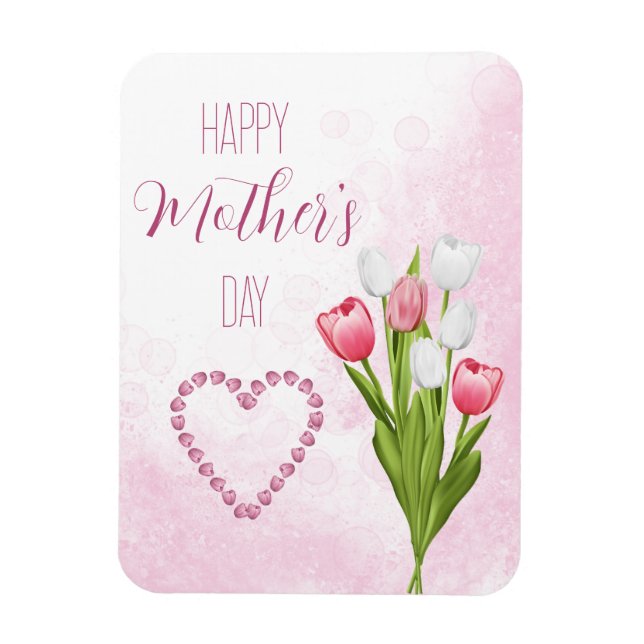 Tulip Flower Bouquet Happy Mother's day Card Magnet (Vertical)