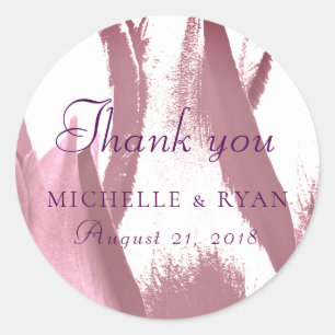 Tulip Flower Floral Thank you Wedding Favour Purpl Classic Round Sticker