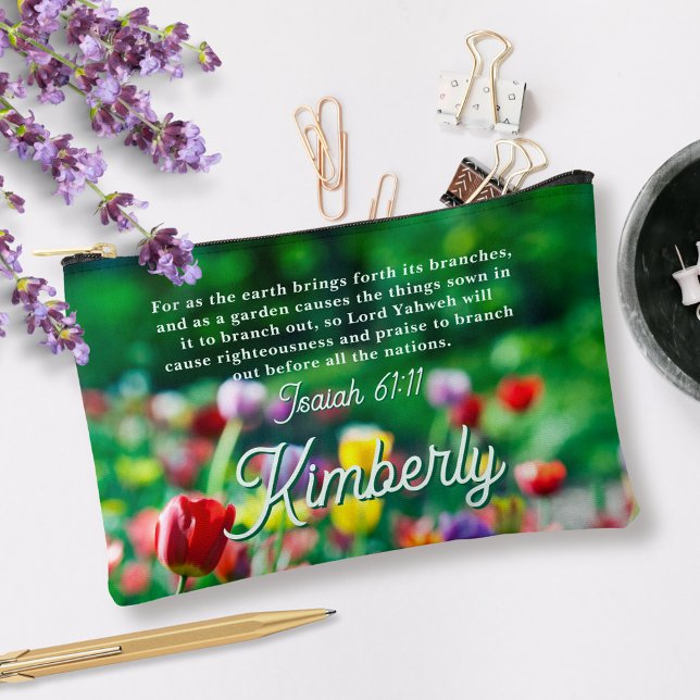 Tulip Flower Garden Bible Scripture Personalised Accessory Pouch (Creator Uploaded)
