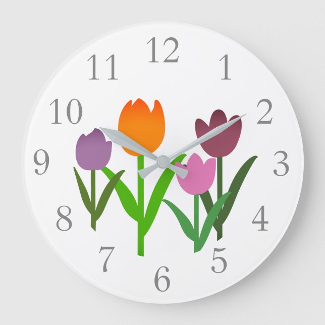 Tulip Flower Home Decor Wall Clock (Front)