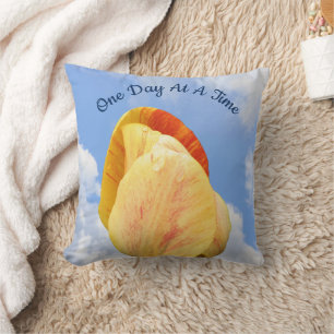 Tulip Flower One Day At A Time Inspirational Cushion
