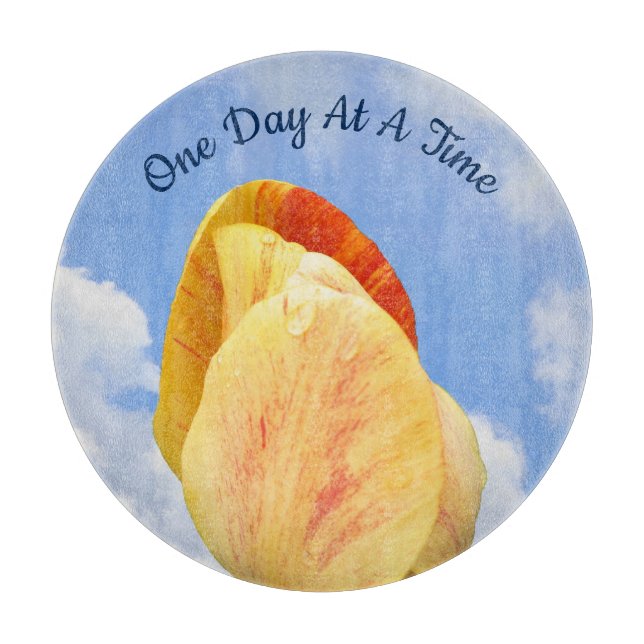 Tulip Flower One Day At A Time Inspirational       Cutting Board (Front)