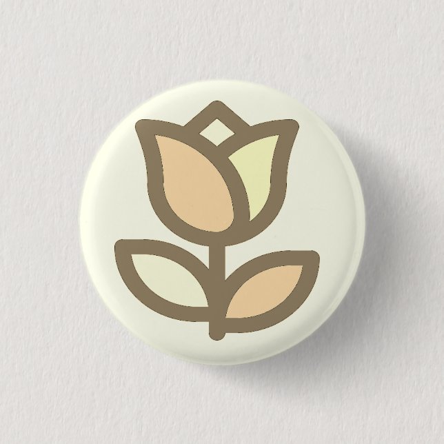 Tulip flower pattern cream backdrop  3 cm round badge (Front)