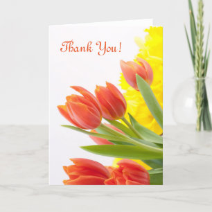 Tulip Flower Petals Orange Nature Thank You Card